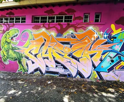 Orange and Colorful Stylewriting by Check91_. This Graffiti is located in Comuna 13, Colombia and was created in 2022. This Graffiti can be described as Stylewriting and Characters.