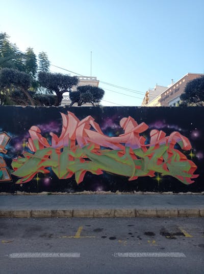 Colorful Stylewriting by AMEK. This Graffiti is located in Alicante, Spain and was created in 2022. This Graffiti can be described as Stylewriting and Wall of Fame.