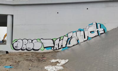 Chrome Stylewriting by 7AM, 2much and ARES. This Graffiti is located in Novi Sad, Serbia and was created in 2024. This Graffiti can be described as Stylewriting and Street Bombing.