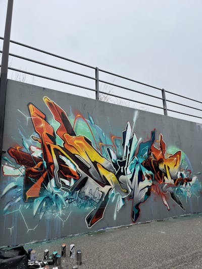 Orange and Grey and Cyan Stylewriting by Sowet. This Graffiti is located in Parma, Italy and was created in 2023. This Graffiti can be described as Stylewriting and Wall of Fame.