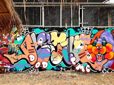 Colorful Stylewriting by Hootive. This Graffiti is located in Thailand and was created in 2023. This Graffiti can be described as Stylewriting, Throw Up and Characters.