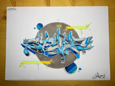 Grey and Light Blue and Blue Blackbook by ORES24. This Graffiti is located in Halle, Côte d'Ivoire and was created in 2022.