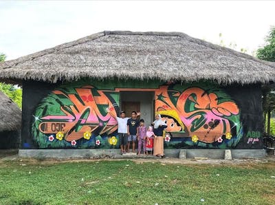 Orange and Colorful Stylewriting by Hmas. This Graffiti is located in Gili Gede, Indonesia and was created in 2019. This Graffiti can be described as Stylewriting and Characters.