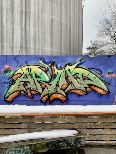 Light Green and Colorful Stylewriting by Aromad. This Graffiti is located in Bern, Switzerland and was created in 2021. This Graffiti can be described as Stylewriting and Wall of Fame.