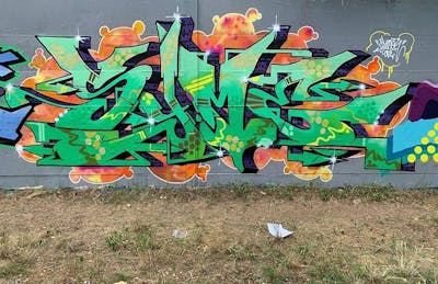 Light Green and Colorful Stylewriting by Syme. This Graffiti is located in Darmstadt, Germany and was created in 2020. This Graffiti can be described as Stylewriting.