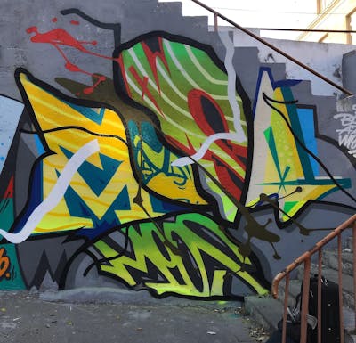 Colorful Stylewriting by Moosem135. This Graffiti is located in Baku, Azerbaijan and was created in 2019. This Graffiti can be described as Stylewriting and Wall of Fame.