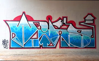 Light Blue and Red Stylewriting by WINS and SWC. This Graffiti is located in Jakarta, Indonesia and was created in 2023.