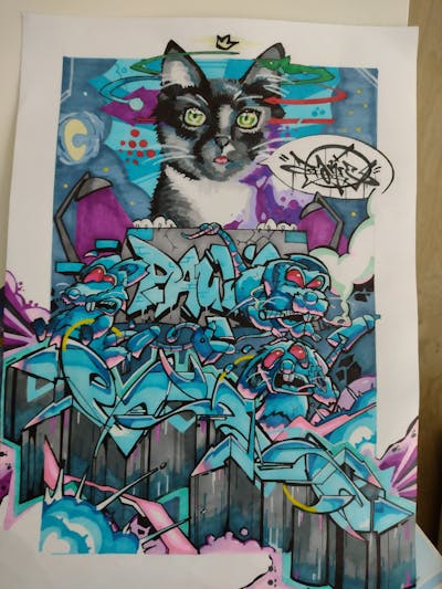 Light Blue and Colorful Blackbook by Fakie. This Graffiti is located in Germany and was created in 2022. This Graffiti can be described as Blackbook.