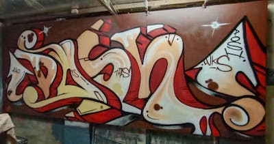 Red and Beige Stylewriting by Posh and ABC. This Graffiti is located in Perth, Australia and was created in 2022.