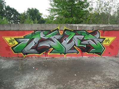 Colorful Stylewriting by News. This Graffiti is located in Walbrzych, Poland and was created in 2015. This Graffiti can be described as Stylewriting and Abandoned.