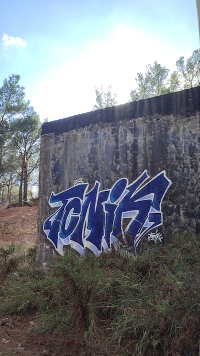 White and Blue Abandoned by Tonik. This Graffiti is located in Fethiye, Turkey and was created in 2023. This Graffiti can be described as Abandoned, Stylewriting and Atmosphere.