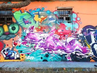 Colorful Stylewriting by Rebus, Brat and LUNAR. This Graffiti is located in Sibenik, Croatia and was created in 2023. This Graffiti can be described as Stylewriting and Characters.