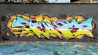 Colorful and Grey Stylewriting by Techno and CAS. This Graffiti is located in London, United Kingdom and was created in 2022. This Graffiti can be described as Stylewriting and Wall of Fame.