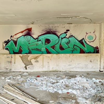 Cyan Stylewriting by APSET, DEM and Merlin. This Graffiti is located in Lemnos, Greece and was created in 2021. This Graffiti can be described as Stylewriting and Abandoned.
