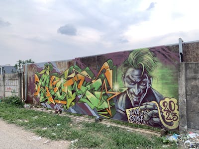 Light Green and Orange and Colorful Stylewriting by Eno_onf. This Graffiti is located in Jambi, Indonesia and was created in 2023. This Graffiti can be described as Stylewriting and Characters.