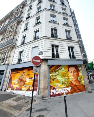 Orange and Brown and Light Green Characters by Tris. This Graffiti is located in Paris, France and was created in 2022. This Graffiti can be described as Characters and Commission.