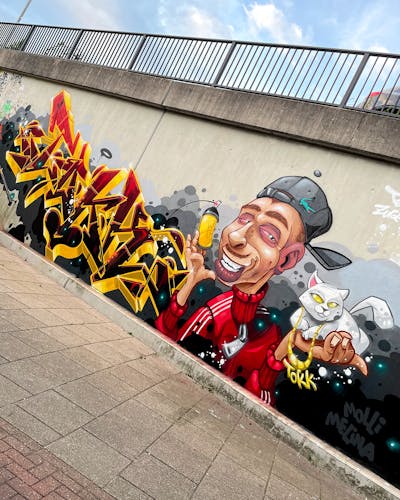 Red and Yellow Stylewriting by Tokk and Amen. This Graffiti is located in Bremen, Germany and was created in 2022. This Graffiti can be described as Stylewriting and Characters.