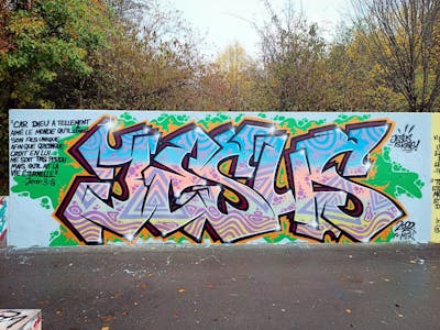 Colorful Stylewriting by Seop One. This Graffiti is located in Luxembourg City, Luxembourg and was created in 2022. This Graffiti can be described as Stylewriting and Wall of Fame.