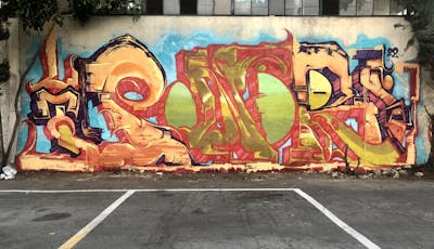 Orange and Colorful Stylewriting by POWDR, LTS and Kog. This Graffiti is located in Los Angeles, United States and was created in 2022. This Graffiti can be described as Stylewriting and Street Bombing.