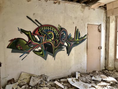 Green and Colorful Stylewriting by Ketru and hsv. This Graffiti is located in France and was created in 2021. This Graffiti can be described as Stylewriting, 3D and Abandoned.