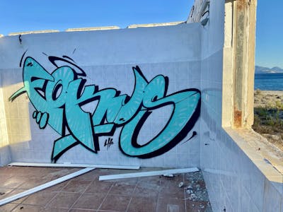 Cyan Stylewriting by FOKUS.81. This Graffiti is located in Greece and was created in 2021. This Graffiti can be described as Stylewriting and Abandoned.