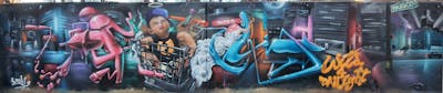 Colorful Stylewriting by fil, gd, urbs and mtr. This Graffiti is located in Lleida, Spain and was created in 2023. This Graffiti can be described as Stylewriting, Characters, Murals and 3D.
