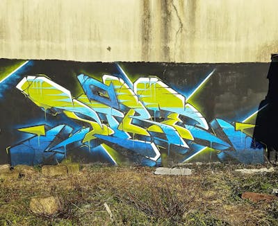 Blue and Light Green Stylewriting by SIRE. This Graffiti is located in Porto, Portugal and was created in 2023.