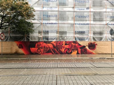 Red Stylewriting by cruze. This Graffiti is located in Poznan, Poland and was created in 2019. This Graffiti can be described as Stylewriting, Characters and Special.