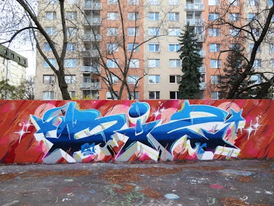 Light Blue and Colorful Stylewriting by BIZ. This Graffiti is located in Bratislava, Slovakia and was created in 2021. This Graffiti can be described as Stylewriting and Wall of Fame.
