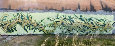 Light Green and Beige Stylewriting by Xhale and Klens. This Graffiti is located in Perth, Australia and was created in 2022. This Graffiti can be described as Stylewriting and Abandoned.