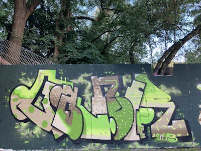 Brown and Light Green and Beige Stylewriting by Gauner. This Graffiti is located in Germany and was created in 2023.