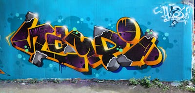 Light Blue and Orange and Black Stylewriting by HAMPI. This Graffiti is located in MÜNSTER, Germany and was created in 2023.