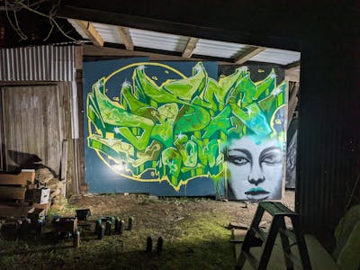 Light Green Stylewriting by ATK and Dosec. This Graffiti is located in Waldheim, Germany and was created in 2024. This Graffiti can be described as Stylewriting and Characters.