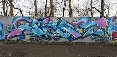 Light Blue and Colorful Stylewriting by Nikt. This Graffiti is located in Kiel, Germany and was created in 2019.