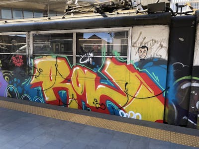 Colorful Stylewriting by Roweo and mtl crew. This Graffiti is located in Napoli, Italy and was created in 2020. This Graffiti can be described as Stylewriting and Trains.