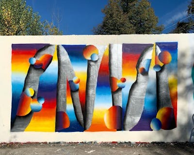 Colorful Futuristic by Darry Perier. This Graffiti is located in France and was created in 2021. This Graffiti can be described as Futuristic.