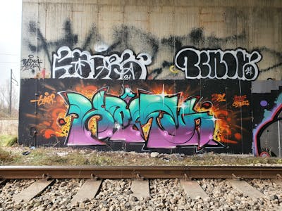 Colorful and Cyan Stylewriting by Hades. This Graffiti is located in Sarajevo, Bosnia and Herzegovina and was created in 2021. This Graffiti can be described as Stylewriting and Line Bombing.