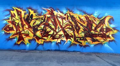 Yellow and Light Blue and Brown Stylewriting by Kuhr. This Graffiti is located in United States and was created in 2022.