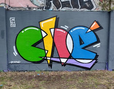 Colorful Stylewriting by CHE. This Graffiti is located in Würselen, Germany and was created in 2024. This Graffiti can be described as Stylewriting and Wall of Fame.