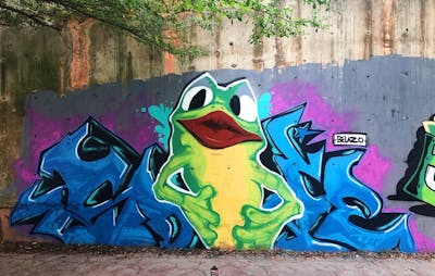 Blue and Colorful Stylewriting by Sogie. This Graffiti is located in Batam, Indonesia and was created in 2022. This Graffiti can be described as Stylewriting and Characters.