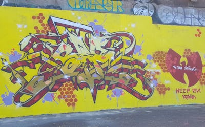 Red and Yellow Stylewriting by SAO2971. This Graffiti is located in St helier, Jersey and was created in 2023.