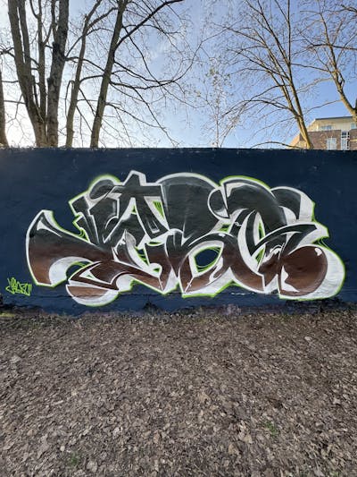 Grey and Brown Stylewriting by Jibo. This Graffiti is located in Düsseldorf, Germany and was created in 2024. This Graffiti can be described as Stylewriting and Wall of Fame.