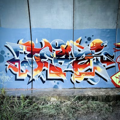 Grey and Orange and White Stylewriting by Teaz and Teazer. This Graffiti is located in Sydney, Australia and was created in 2023.