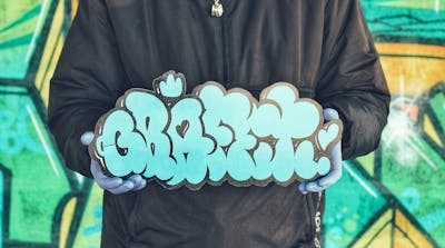 Cyan and Black Stylewriting by Cimet. This Graffiti is located in Zagreb, Croatia and was created in 2022. This Graffiti can be described as Stylewriting, Throw Up and Canvas.