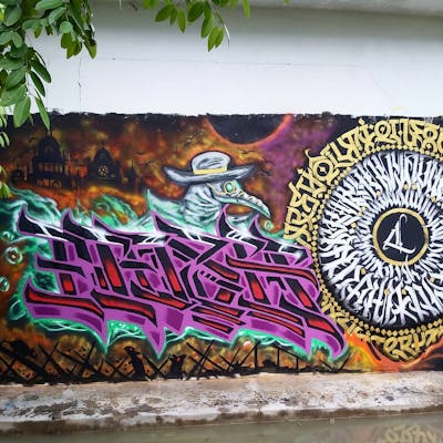 Colorful Stylewriting by MOSH. This Graffiti is located in Kuala Lumpur, Malaysia and was created in 2020. This Graffiti can be described as Stylewriting, Handstyles and Characters.