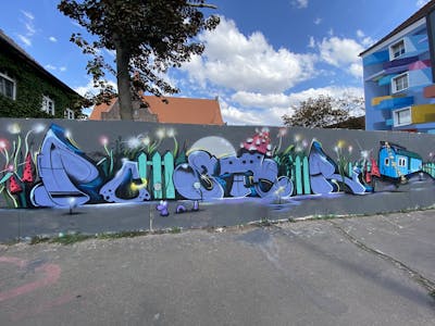 Colorful Stylewriting by Poster. This Graffiti is located in HALLE, Germany and was created in 2020. This Graffiti can be described as Stylewriting and Characters.