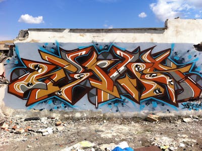 Brown and Grey Stylewriting by News. This Graffiti is located in Walbrzych, Poland and was created in 2015. This Graffiti can be described as Stylewriting and Abandoned.