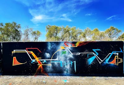 Colorful Stylewriting by Vino AAA. This Graffiti is located in Essex, United Kingdom and was created in 2022. This Graffiti can be described as Stylewriting, Wall of Fame and Futuristic.