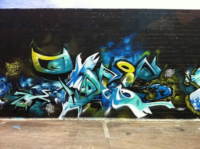 Colorful Stylewriting by Askew and TMD. This Graffiti is located in Auckland, New Zealand and was created in 2011. This Graffiti can be described as Stylewriting.