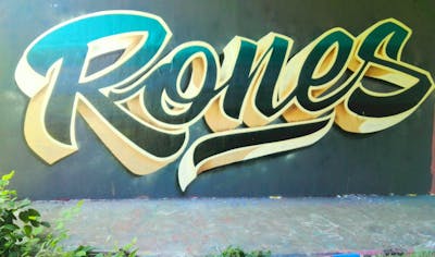 Cyan and Beige Stylewriting by Rones. This Graffiti is located in Poland and was created in 2022.